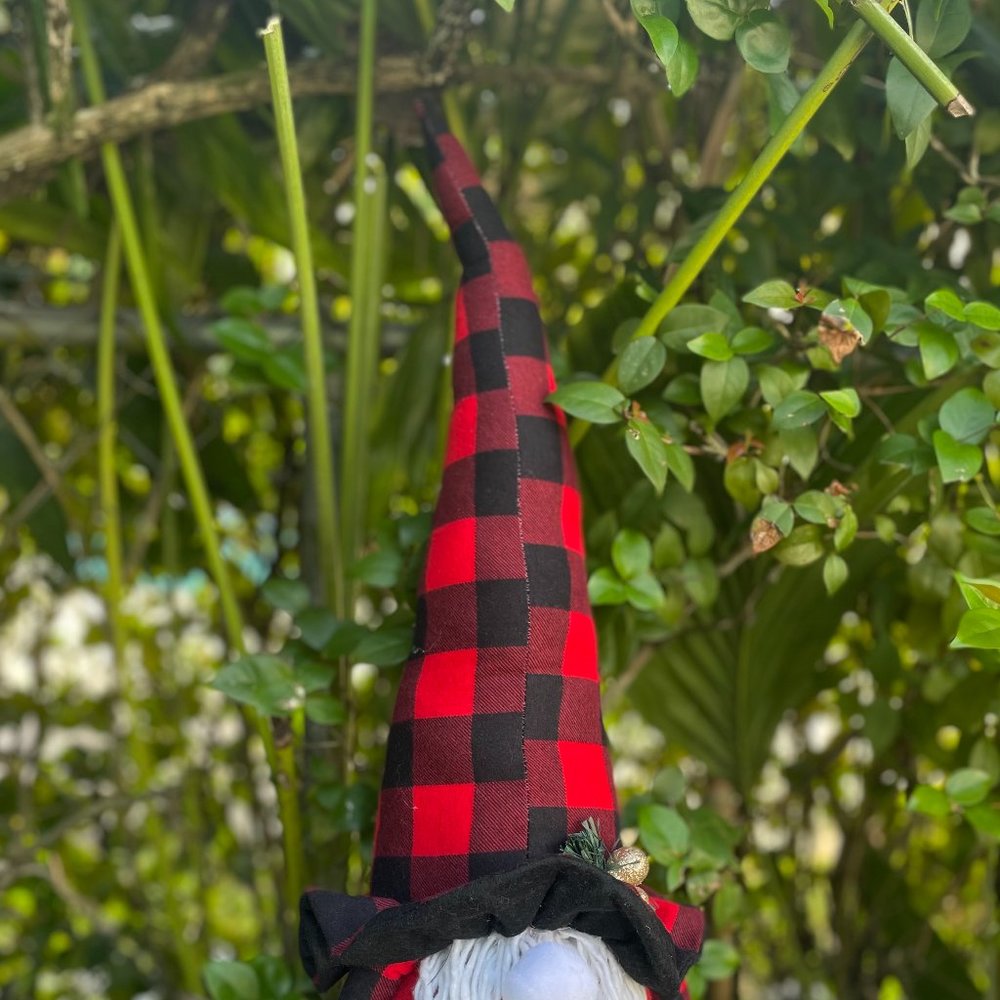 Large Buffalo Plaid Christmas Gnome - Picture 2 of 5